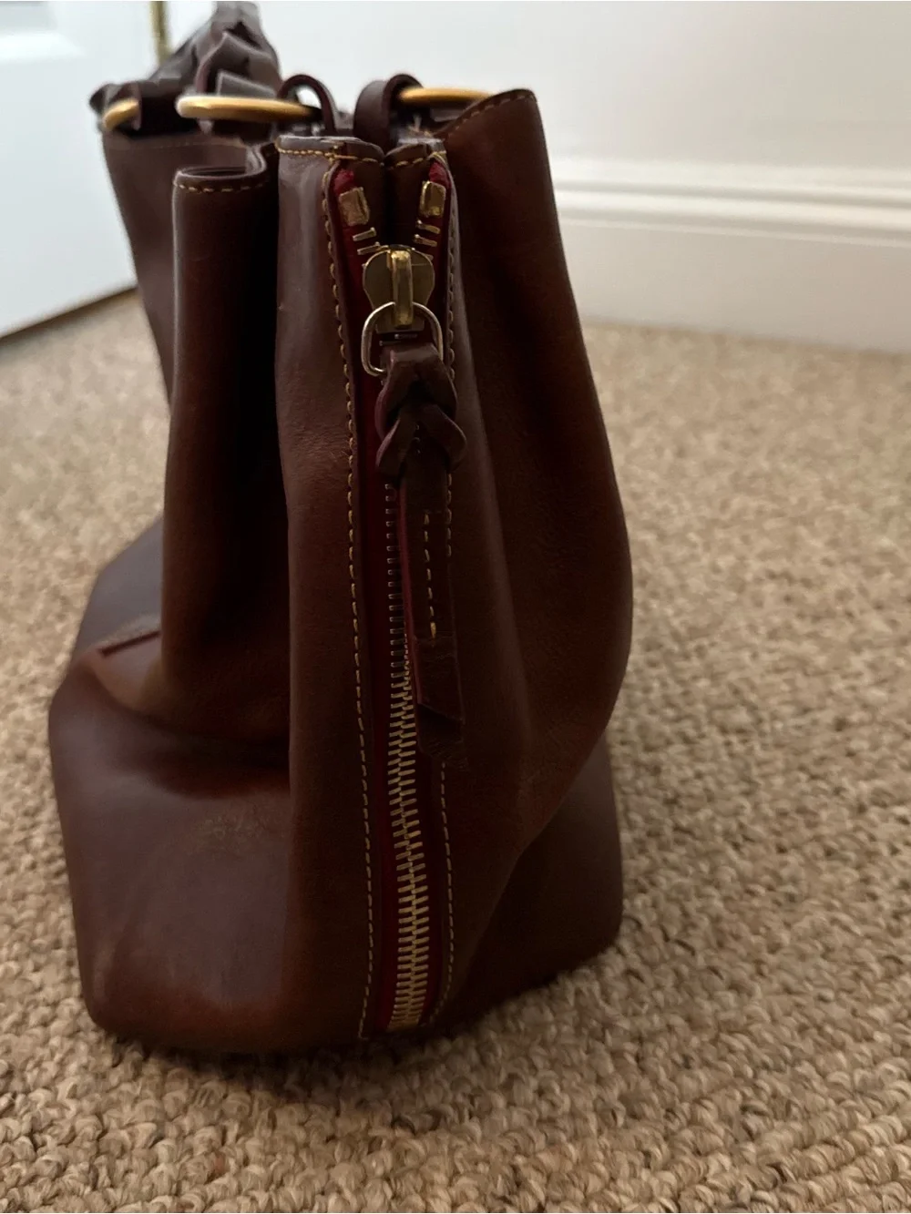 Dooney & Bourke Brown Florentine Large Zip Barlow